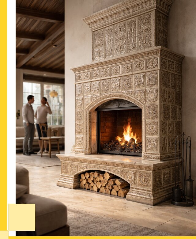 Купить изразцовый камин в Чебаркуле от 268425 р. | ЭриданЧбр