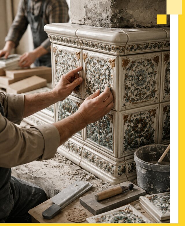 Изразцовые камины под ключ в Чебаркуле: проект и монтаж