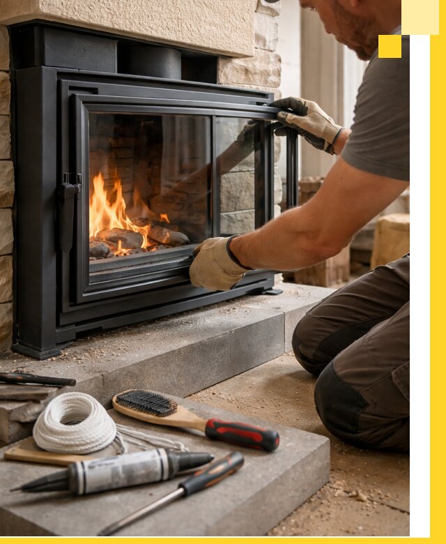 Производство, монтаж и доставка каминов со стеклом в Чебаркуле