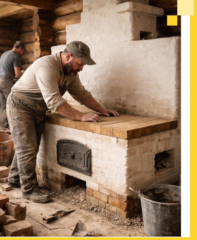 Проектирование и установка русской печи с лежанкой в Чебаркуле