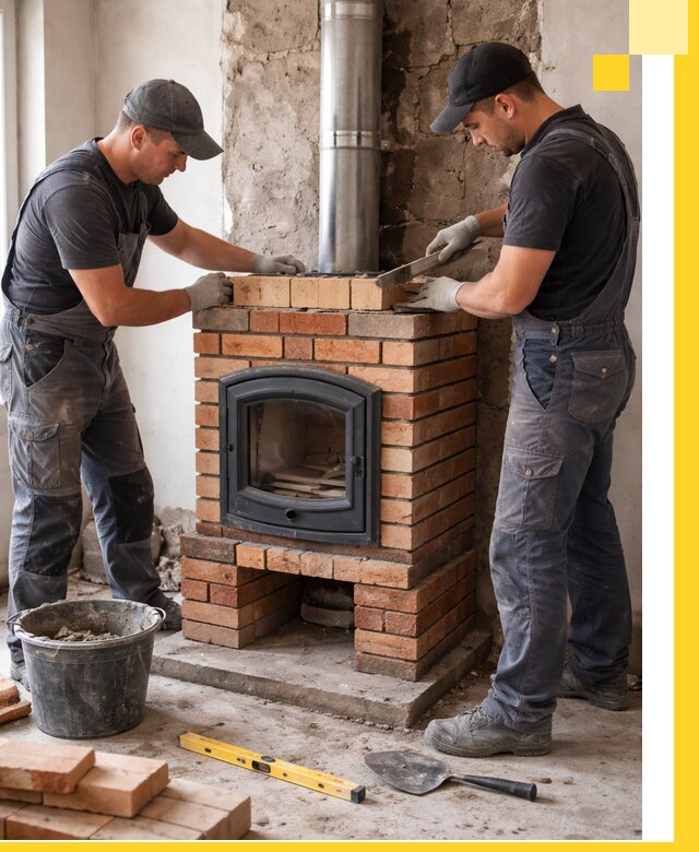 Монтаж печи камина под ключ в Чебаркуле с гарантией и пусконаладкой