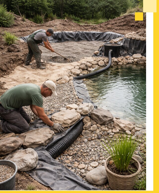 Строительство природных бассейнов и озер в Чебаркуле под ключ