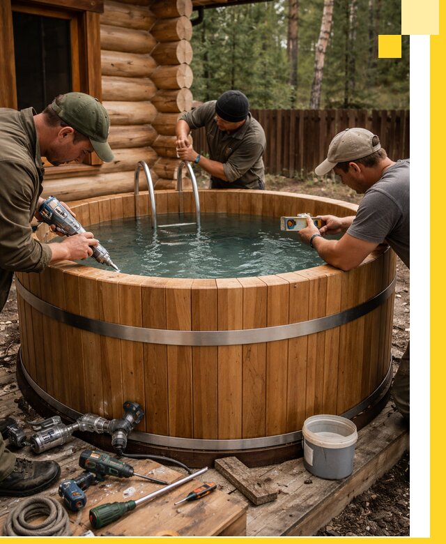 Строительство бань с купелью под ключ и отделкой в Чебаркуле