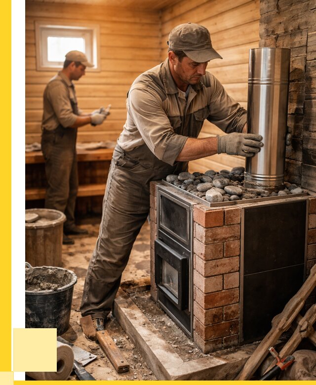 Монтаж печи в бане под ключ в Чебаркуле от 21474 р. | ЭриданЧбр