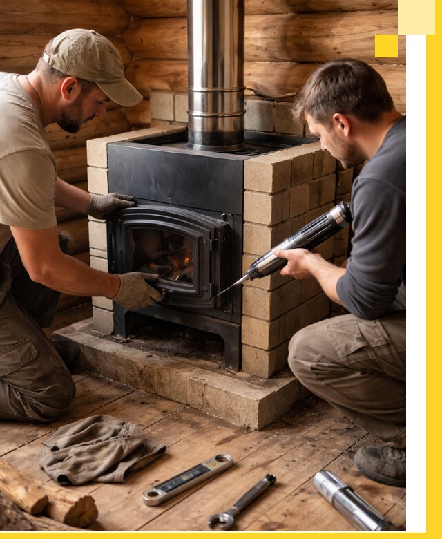 Монтаж и установка печи в бане под ключ с гарантией в Чебаркуле