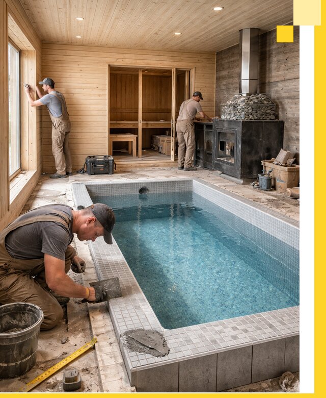 Проект бани с бассейном и сауной в Чебаркуле под ключ