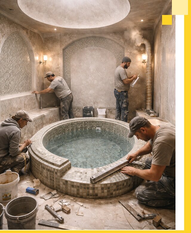 Профессиональное строительство хамама с бассейном в Чебаркуле под ключ